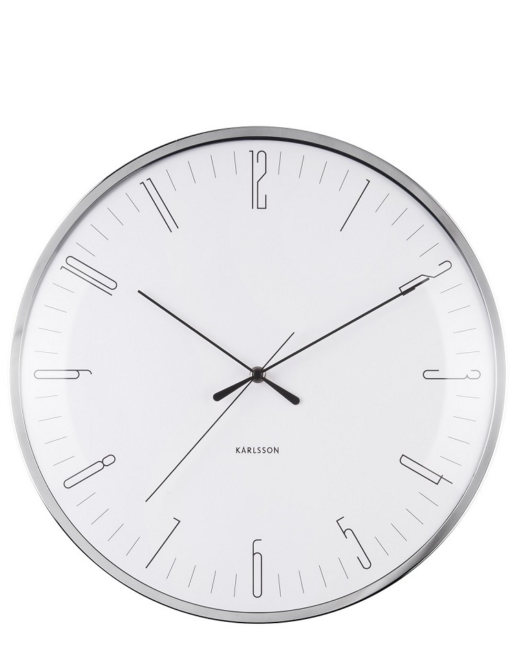 שעון קיר זכוכית קמורה - SLIM DOME - לבן 40 ס