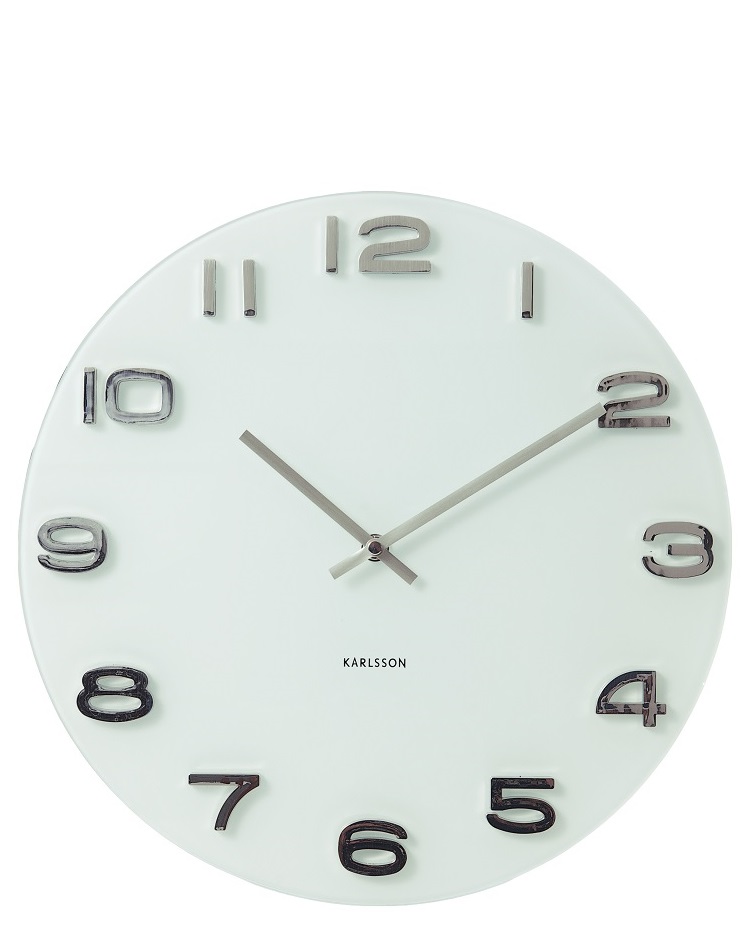 שעון קיר - קלאסי עגול לבן 35 ס