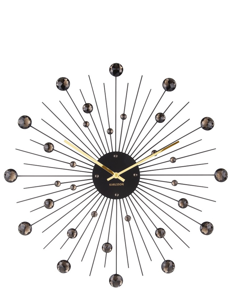 שעון קיר שמש - קריסטלים שחור - 50 ס