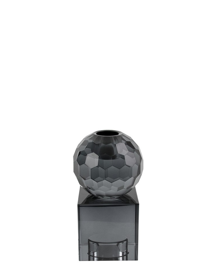 פמוטים - פמוט זכוכית - קריסטל ארט מרובע שחור