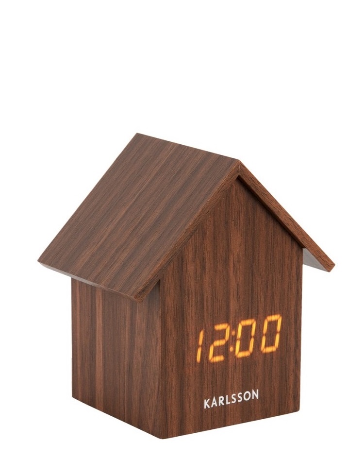 שעון מעורר LED - בית מעץ חום כהה