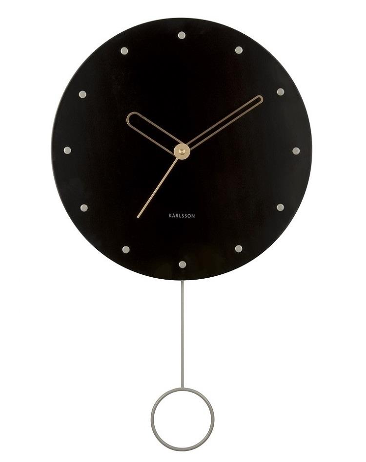 שעון קיר עץ עם מטוטלת - צבע שחור