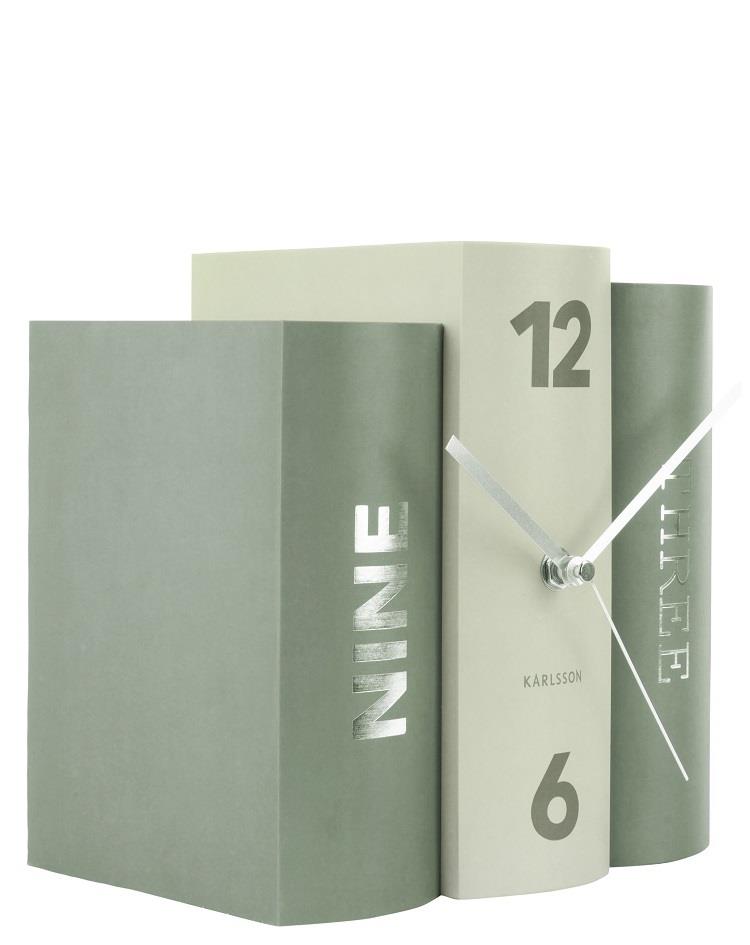 שעון מדף - בעיצוב ספרים בצבע ירוק 
