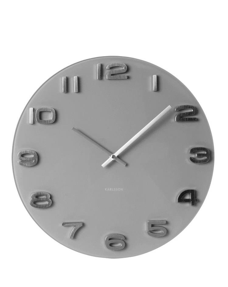 שעון קיר - קלאסי אפור עגול ספרות מתכת 3D