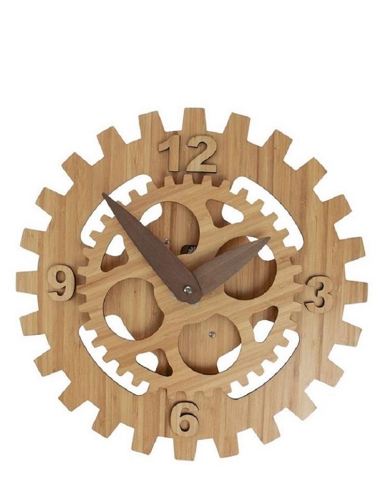 שעון קיר גלגלים עץ - 40 ס