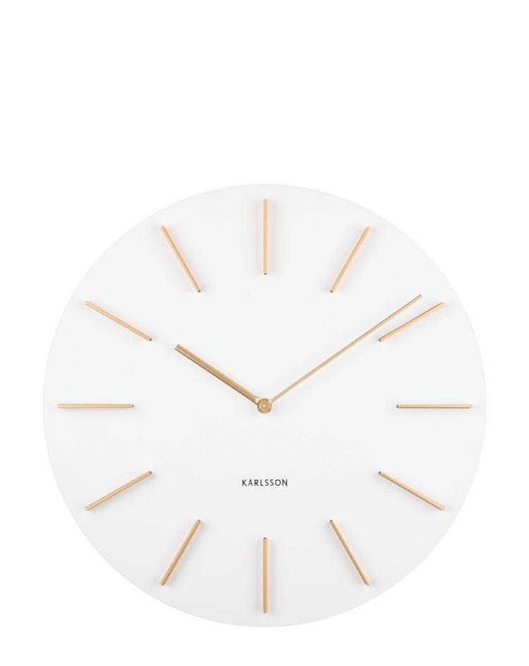שעון קיר מעוצב - עץ ומתכת - DISCRET לבן