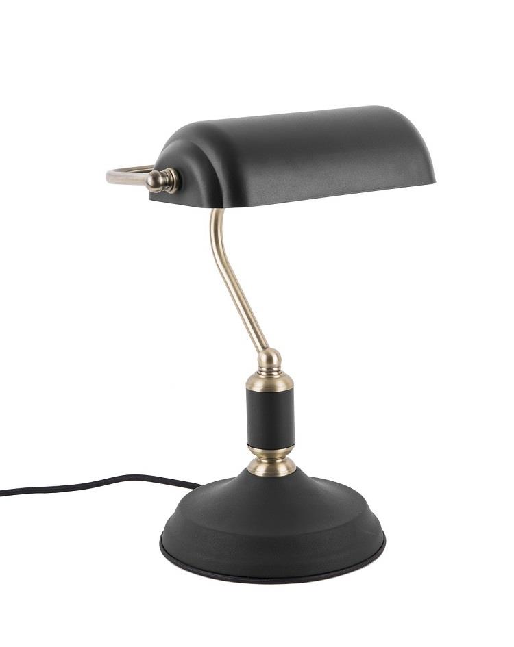 מנורת שולחן בנקאי - שחור וזהב