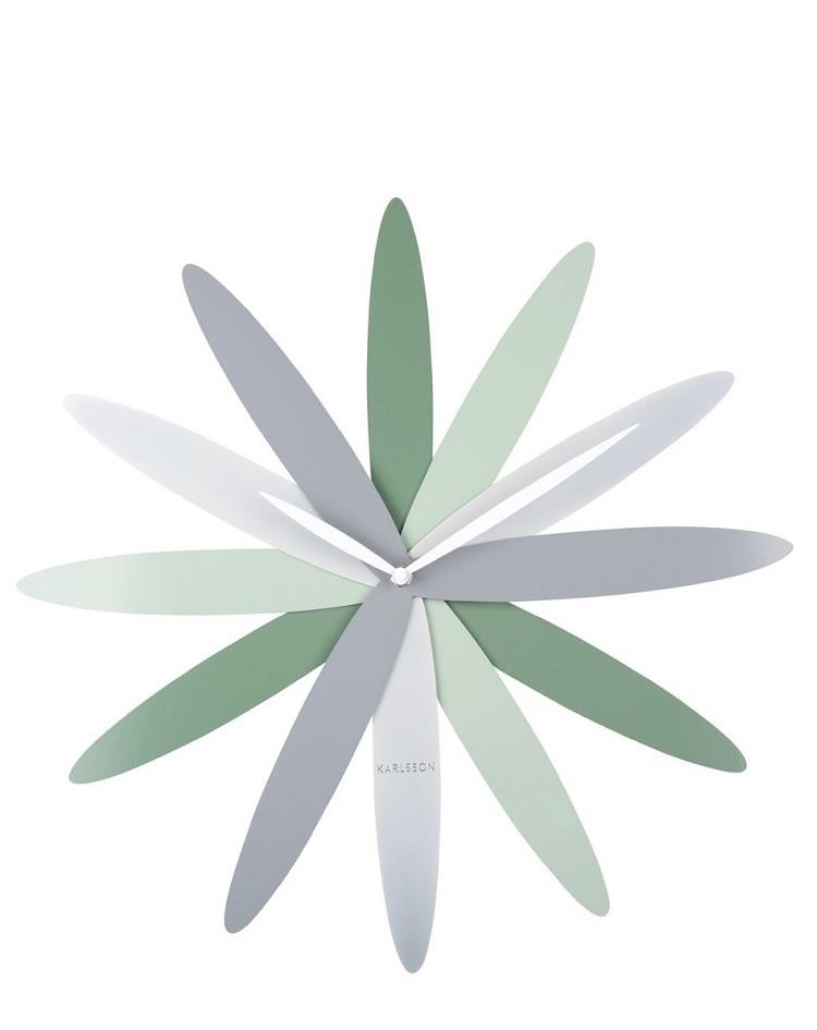שעון קיר פרח - BLOOM - מתכת בצבע ירוק