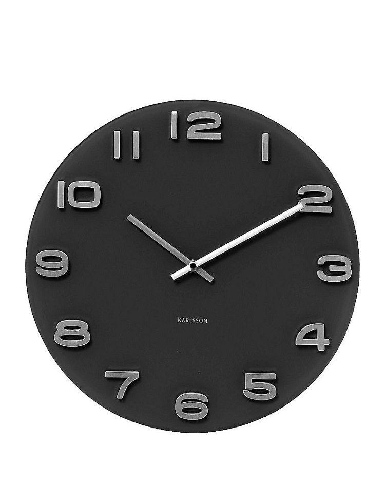 שעון קיר - קלאסי עגול שחור