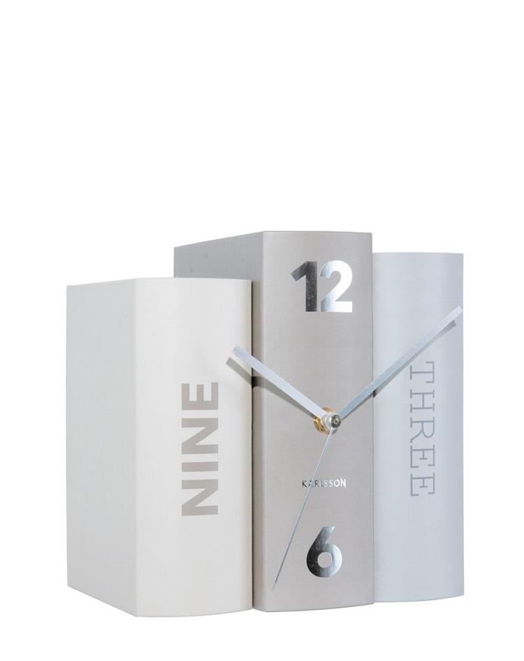 שעון מדף בעיצוב ספרים - צבע אפור