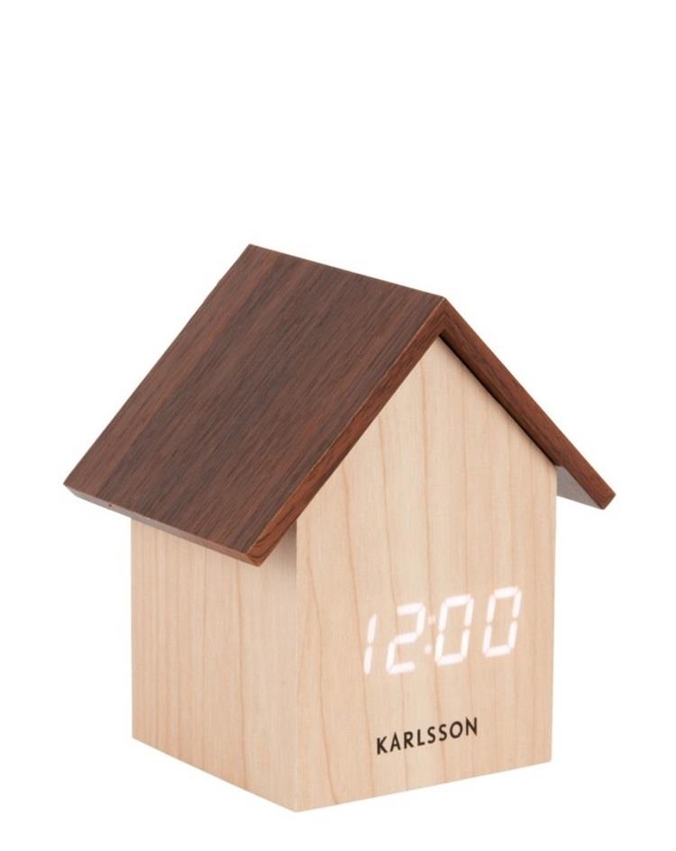 שעון מעורר LED - בית מעץ חום בהיר
