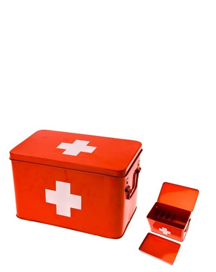קופסת עזרה ראשונה - מתכת אדום
