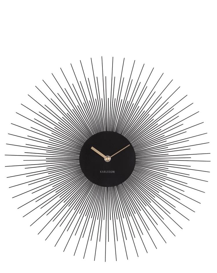 שעון קיר מתכת - קרני שמש שחור 60 ס